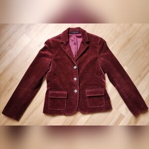 Theory Red Burgundy Corduroy Blazer, Women's Size 12